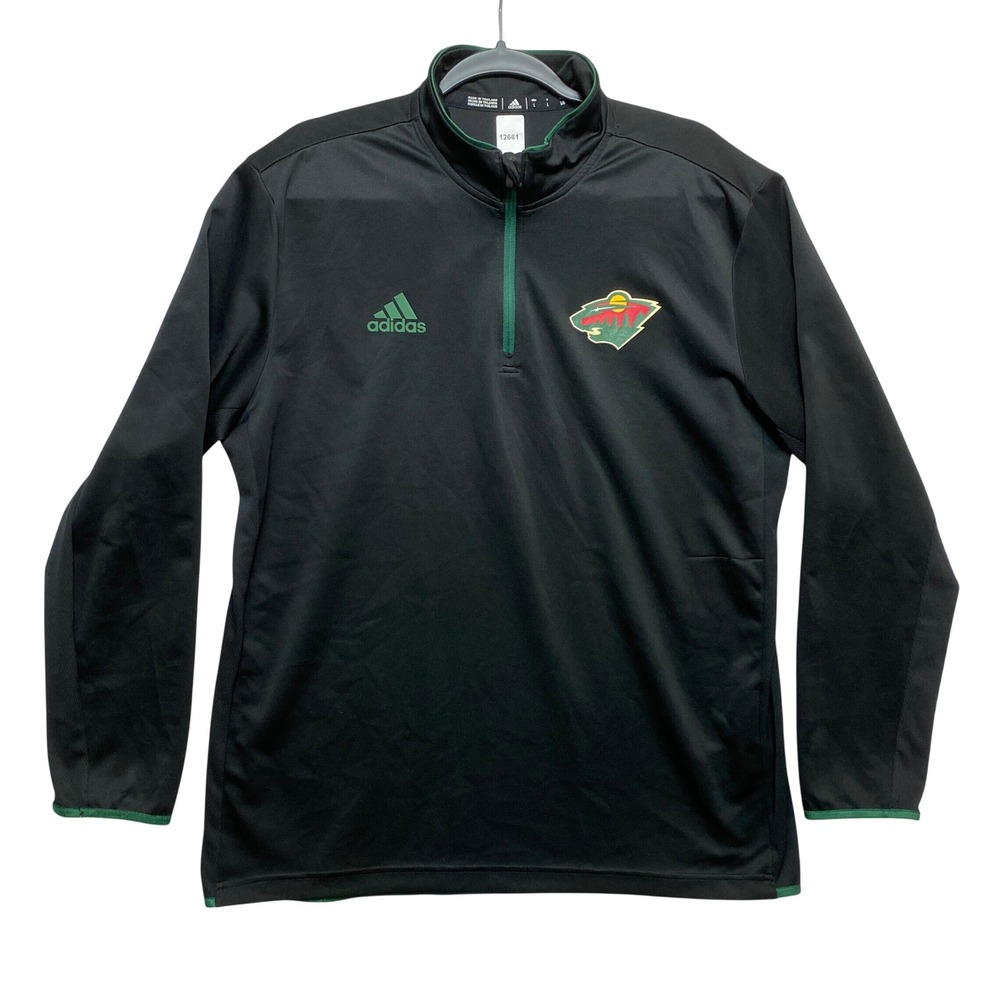 Adidas Pullover Mens L Black Minnesota Wild F18104M115C5MWI Quarter-Zip
